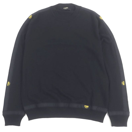 □fendi 2020 Fzy131 Side Logo Label Light Hand Sweater Long Sleeve Knit Black 44