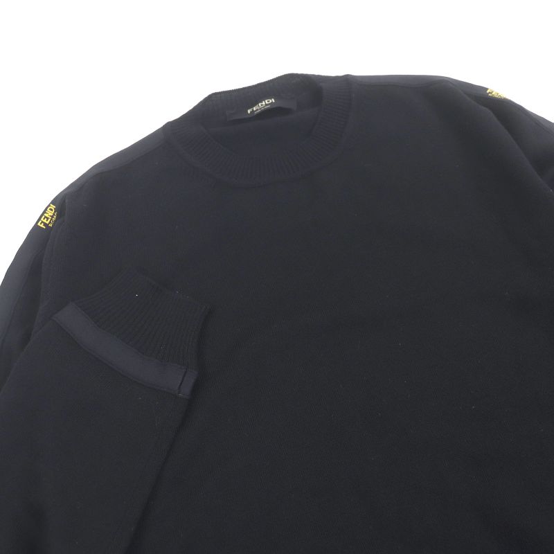 □fendi 2020 Fzy131 Side Logo Label Light Hand Sweater Long Sleeve Knit Black 44