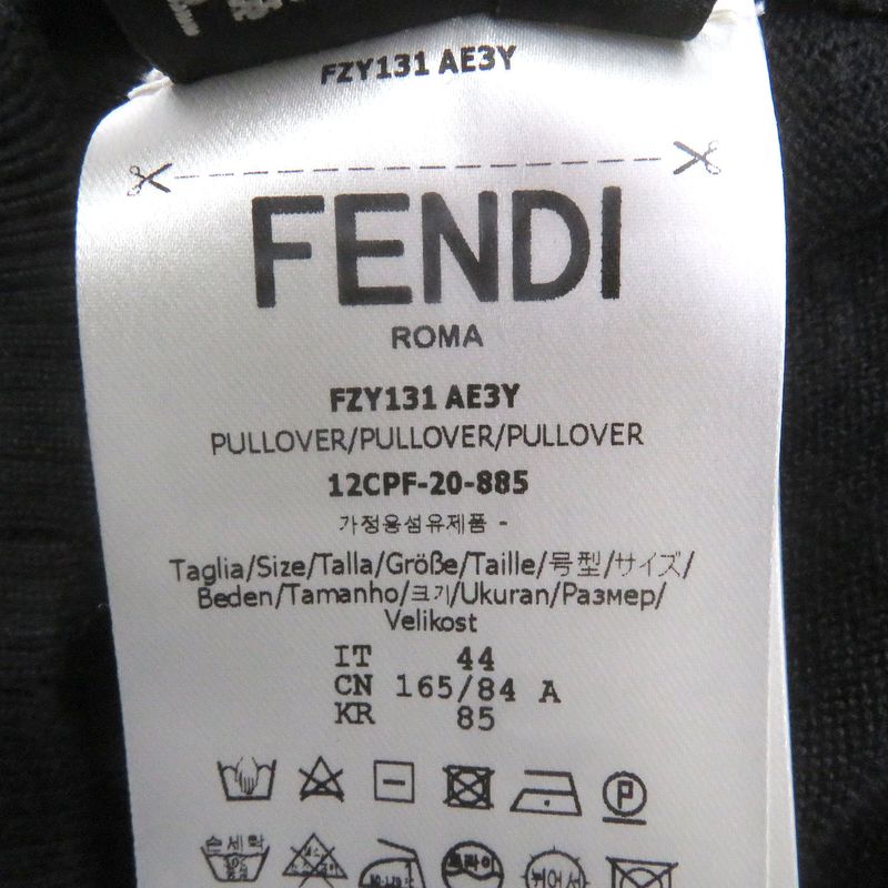 □fendi 2020 Fzy131 Side Logo Label Light Hand Sweater Long Sleeve Knit Black 44