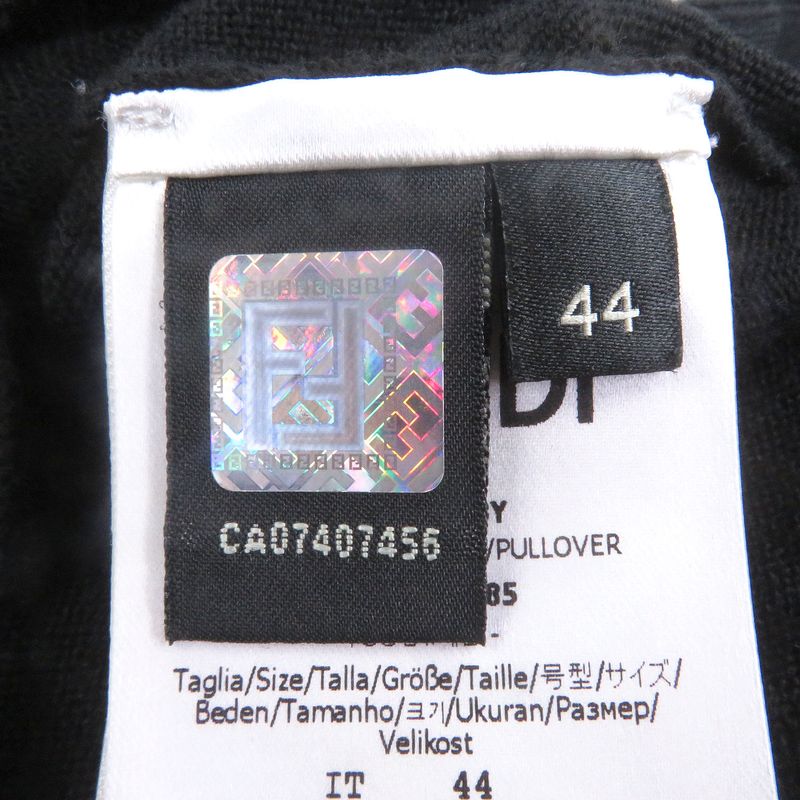 □fendi 2020 Fzy131 Side Logo Label Light Hand Sweater Long Sleeve Knit Black 44