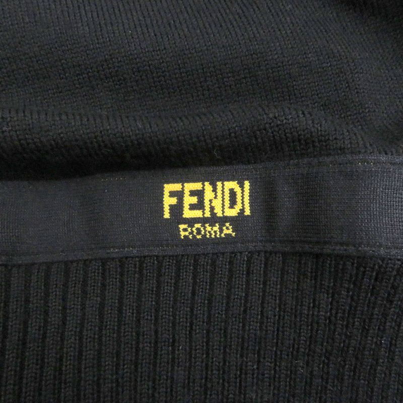 □fendi 2020 Fzy131 Side Logo Label Light Hand Sweater Long Sleeve Knit Black 44