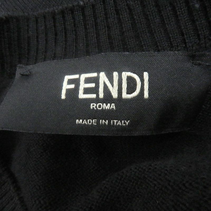 □fendi 2020 Fzy131 Side Logo Label Light Hand Sweater Long Sleeve Knit Black 44