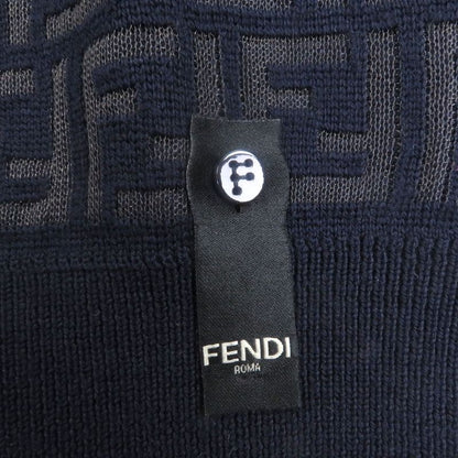 □fendi 2024 Fzy063 FF Logo Zucca Total Light Hand Long Sleeve Knit Sweater Navy