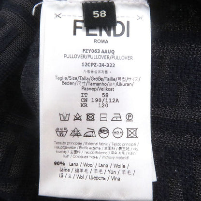 □fendi 2024 Fzy063 FF Logo Zucca Total Light Hand Long Sleeve Knit Sweater Navy