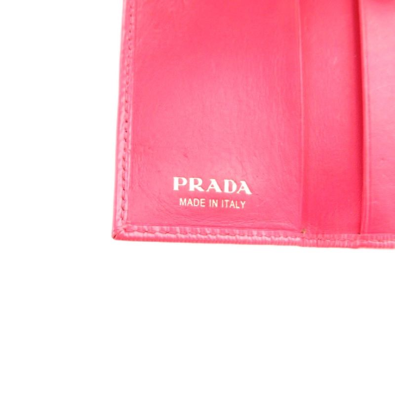 Prada Saffiano Key Case Leather Genuine Pink 4strands JS