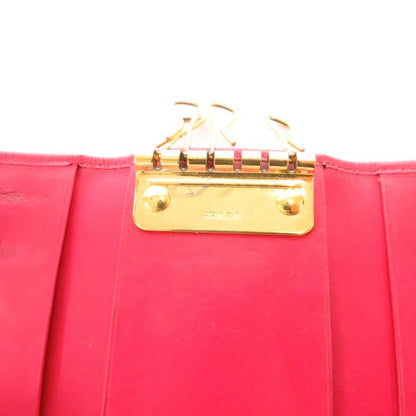 Prada Saffiano Key Case Leather Genuine Pink 4strands JS