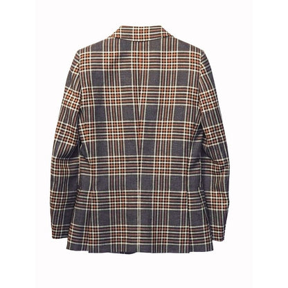 Gucci Jacket Outerwear Single Breasted Casual Women's Check Navy Light Pink