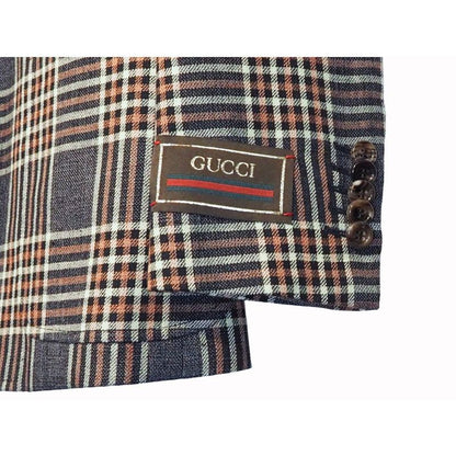 Gucci Jacket Outerwear Single Breasted Casual Women's Check Navy Light Pink