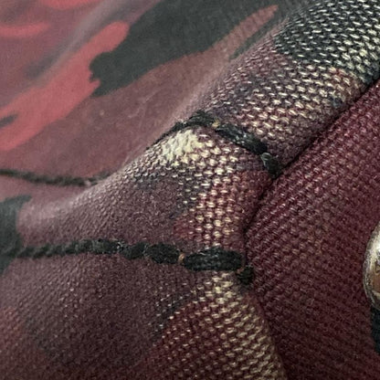 Prada Tote Bag Canapa B2642b Black And Red Camouflage Pattern