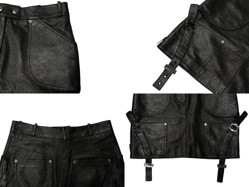 Dior Galliano Era Archive Utility Leather Skirt Black — view 7