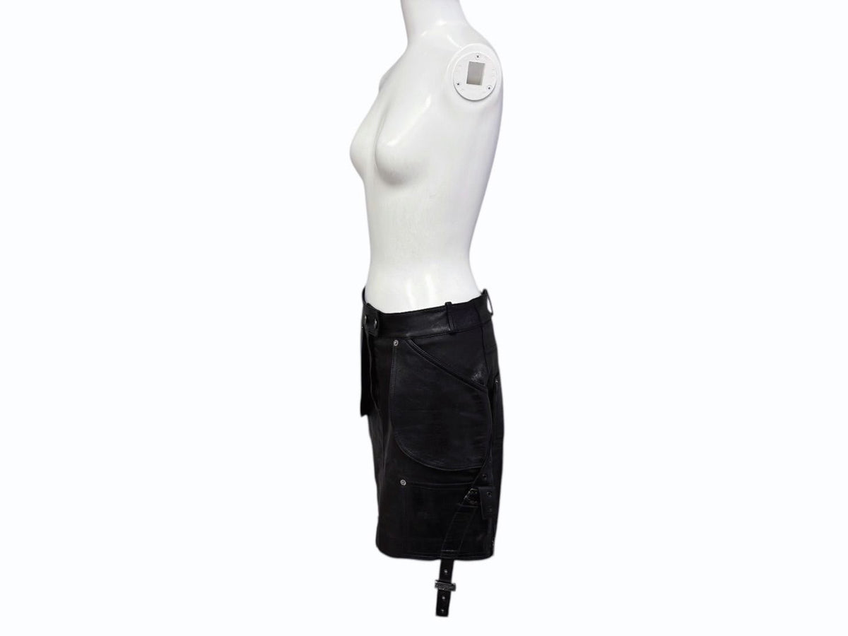 Dior Galliano Era Archive Utility Leather Skirt Black — view 3