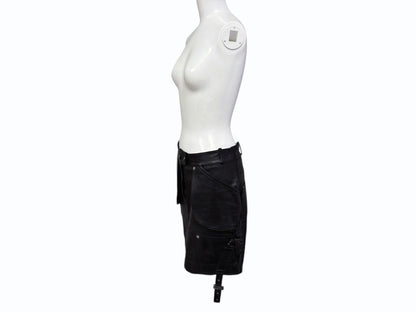 Dior Galliano Era Archive Utility Leather Skirt Black — view 3