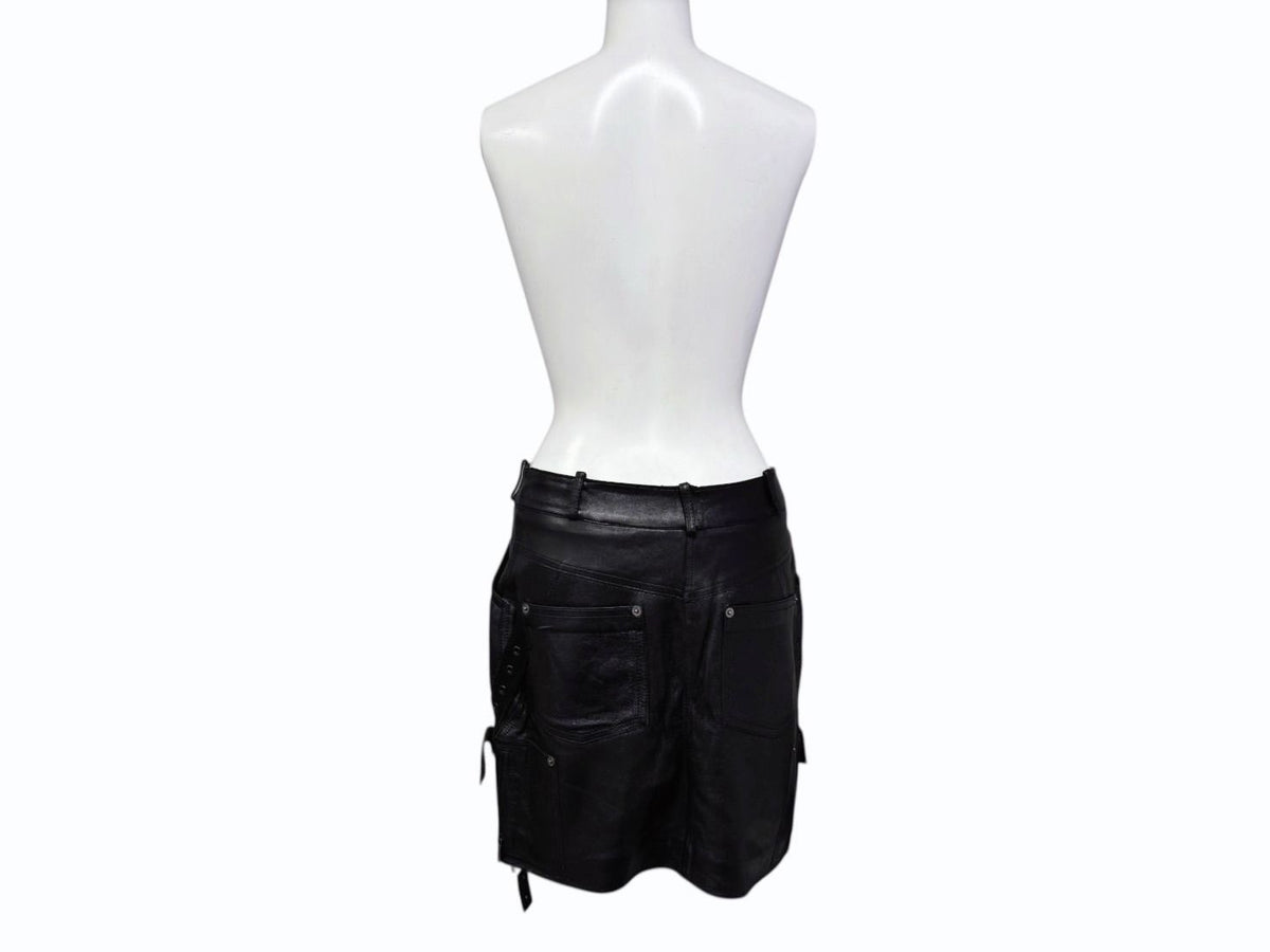 Dior Galliano Era Archive Utility Leather Skirt Black — view 2