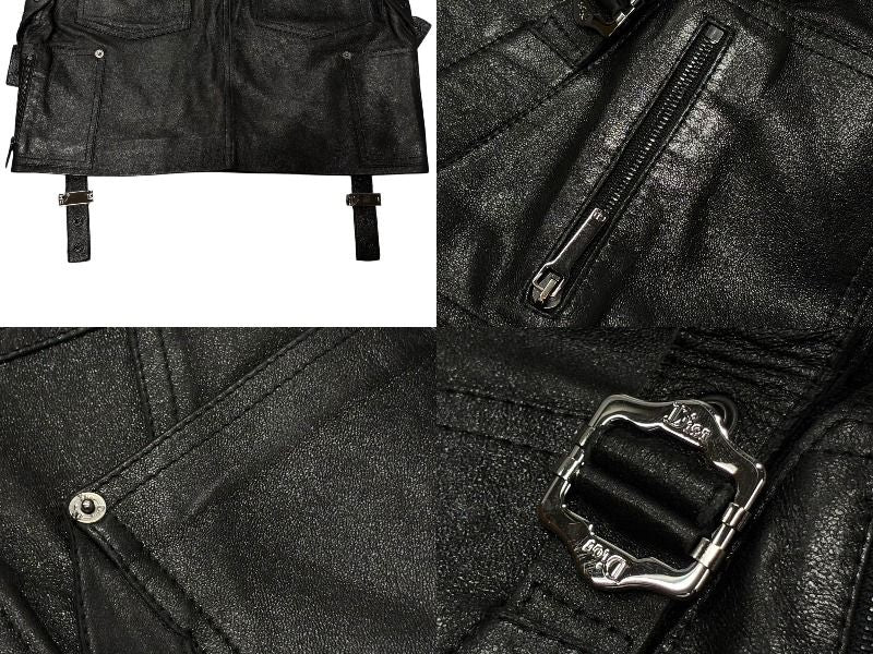 Dior Galliano Era Archive Utility Leather Skirt Black — view 8