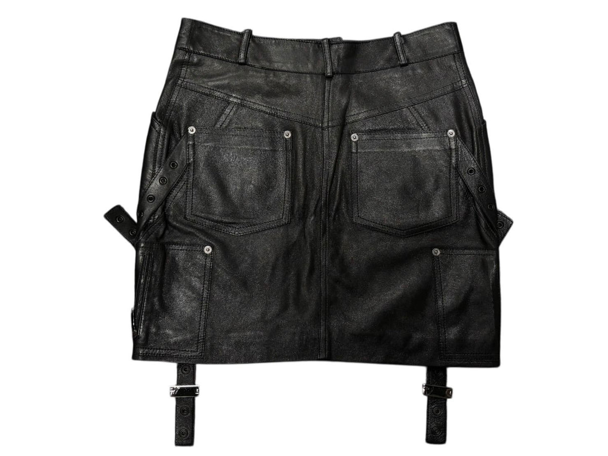 Dior Galliano Era Archive Utility Leather Skirt Black — view 5