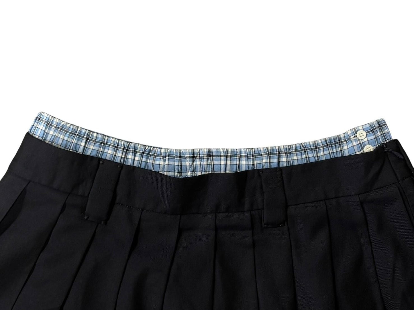 Miu Miu Pleated Batavia Mini Skirt Navy Plaid Layered 36 — view 6