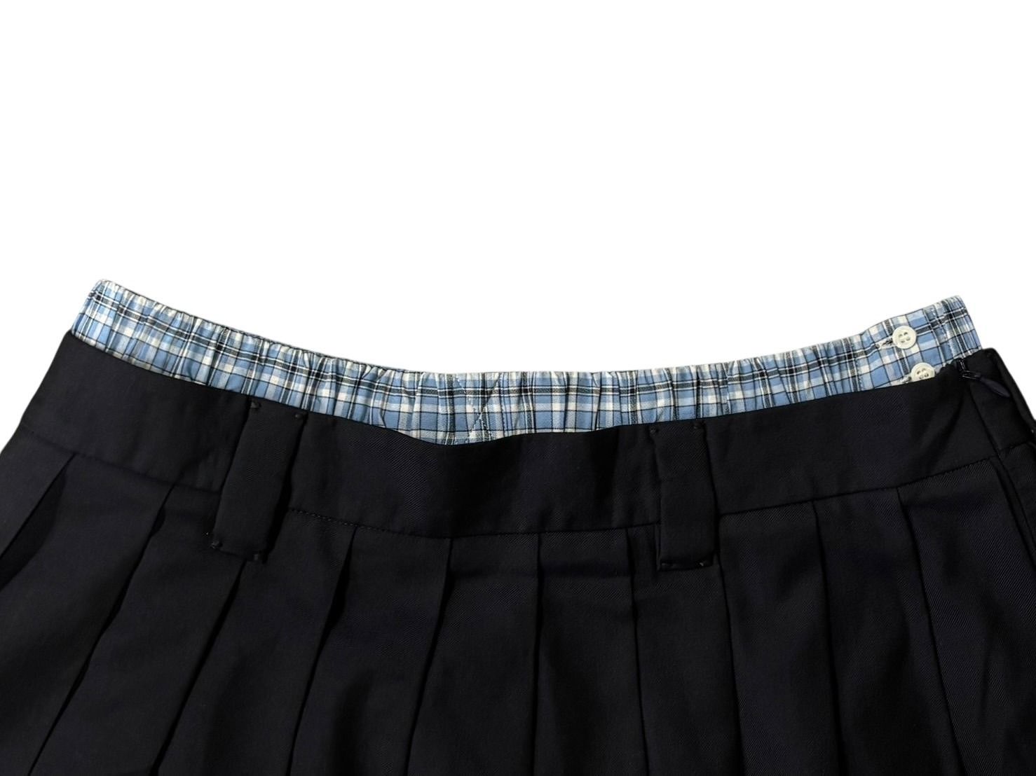 Miu Miu Pleated Batavia Mini Skirt Navy Plaid Layered 36 — view 6