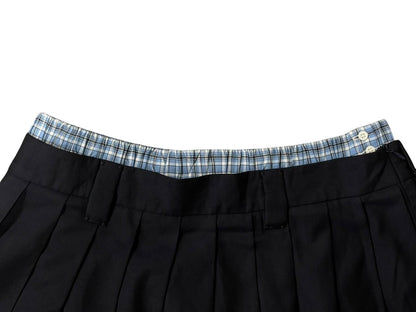 Miu Miu Pleated Batavia Mini Skirt Navy Plaid Layered 36 — view 6
