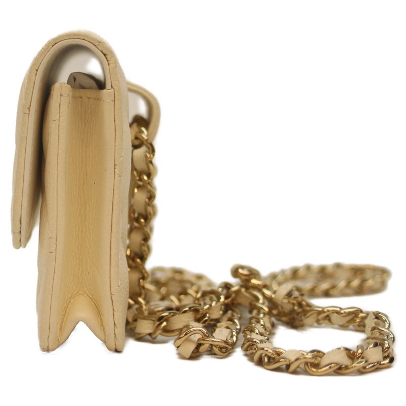 Chanel Ap3352 White Caviar Ghardware Matrasse Ribbon Chain Belt Mini Pouch