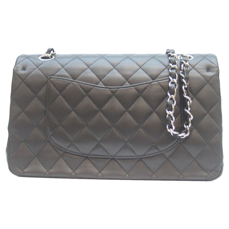 Chanel A01112 No 14 Black Lamb Silver Hardware W Flap Matelasse 25