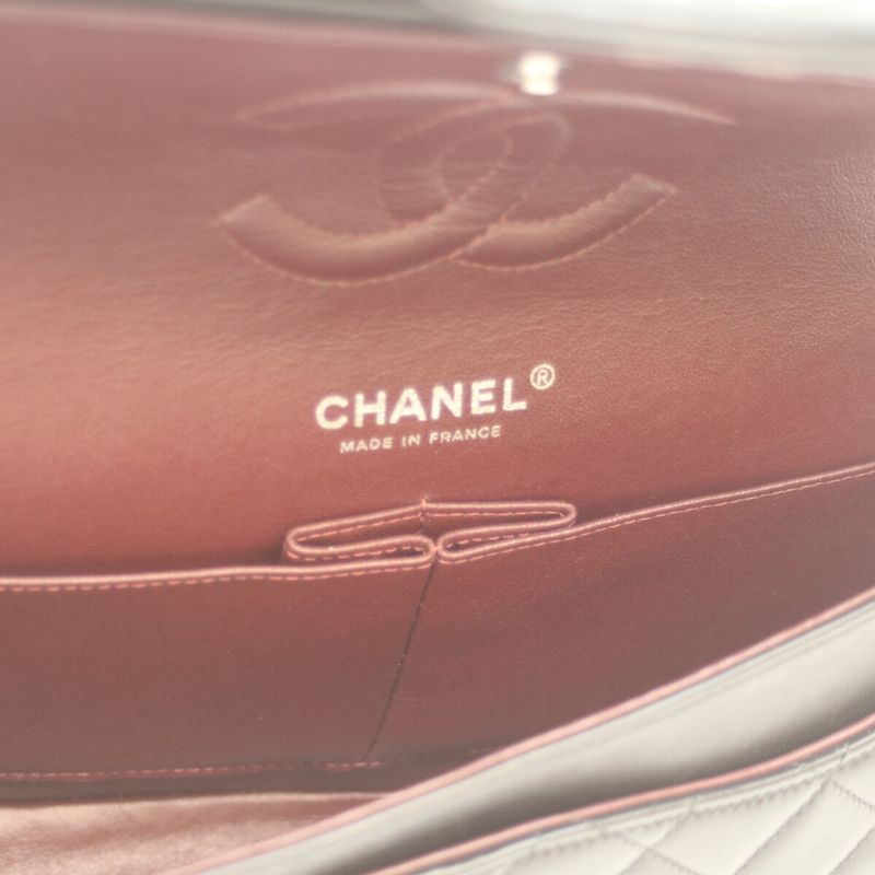 Chanel A01112 No 14 Black Lamb Silver Hardware W Flap Matelasse 25