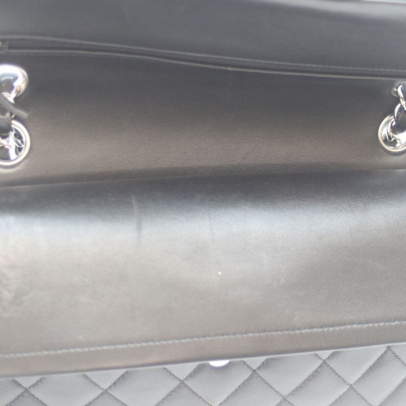 Chanel A01112 No 14 Black Lamb Silver Hardware W Flap Matelasse 25