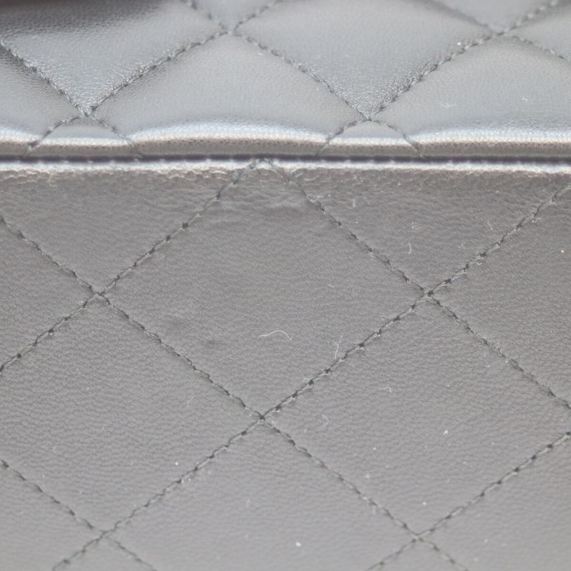 Chanel A01112 No 14 Black Lamb Silver Hardware W Flap Matelasse 25