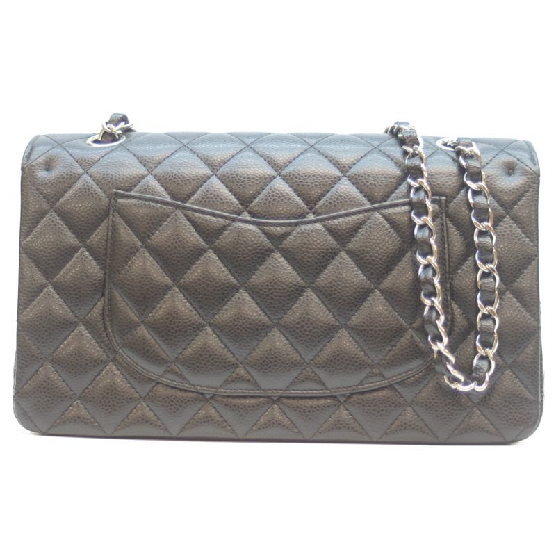 Chanel No 21 A01112 Black Caviar Silver Hardware Matelasse 25