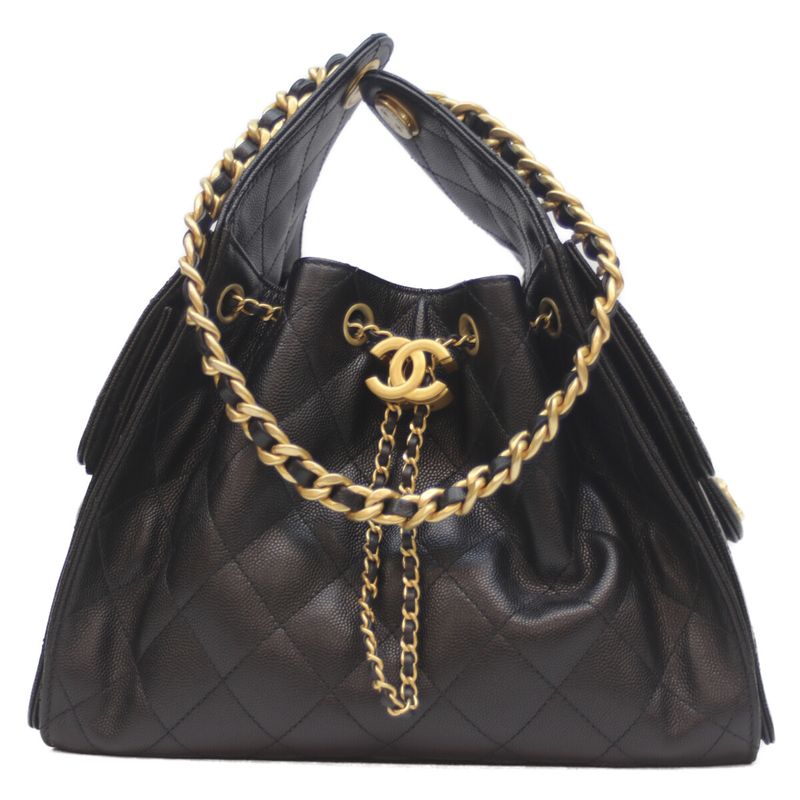 Chanel 25SS As5293 Black Caviar Grained Calfskin Ghardware Chanel 25 Small