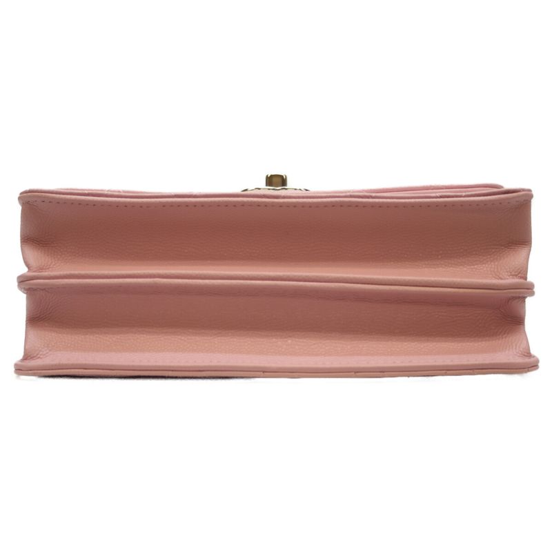Chanel 25SS Ap4498 Pink Caviar Silver Hardware Top Handle Chain Clutch Shoulder