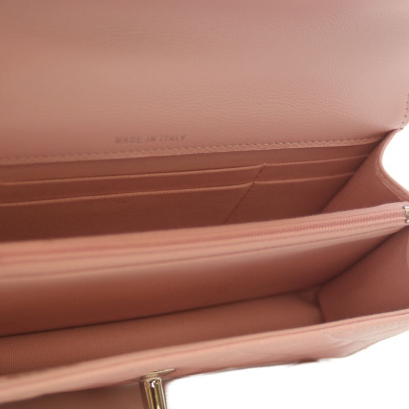 Chanel 25SS Ap4498 Pink Caviar Silver Hardware Top Handle Chain Clutch Shoulder