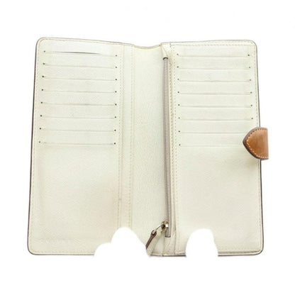 Celine Long Wallet Fold Coin Purse Carriage Pattern Beige Gray MI - OS - OH