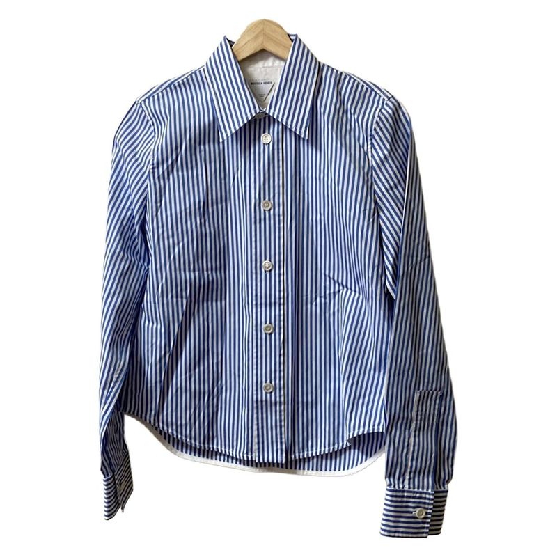 Bottega Veneta Long Sleeve Shirt Blouse Size 40 M Women - White And Blue Stripe