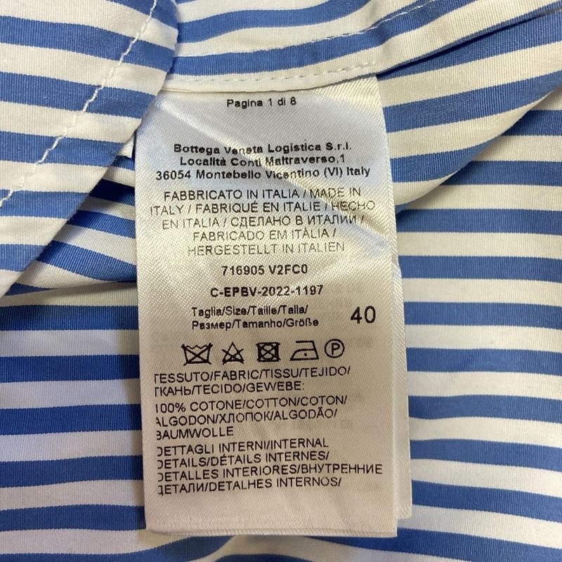 Bottega Veneta Long Sleeve Shirt Blouse Size 40 M Women - White And Blue Stripe