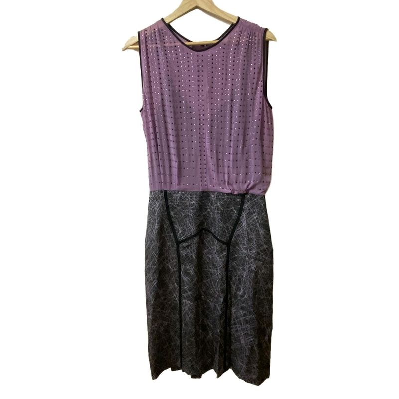 Bottega Veneta Dress Size 44 L Women's - Black Purple And Dark Gray Sleeveless