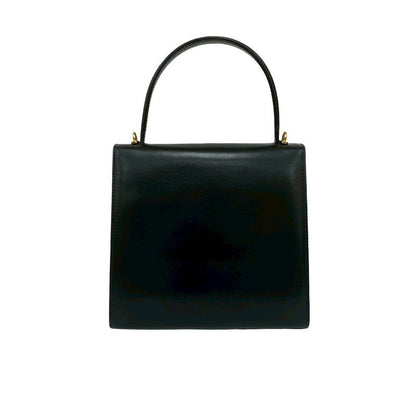 Celine Vintage Circle Logo Hardware Leather 2-Way Handbag Shoulder Bag Black