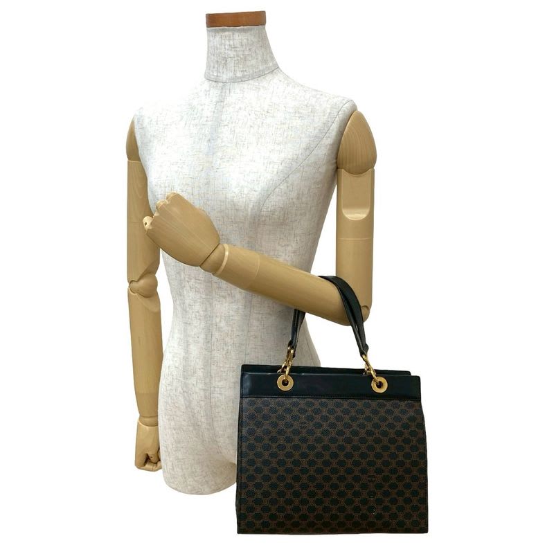 Celine Vintage Macadam Blason Pattern Leather Handbag Mini Tote