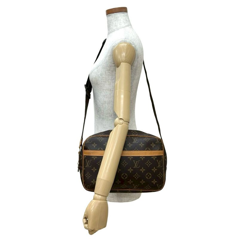 Louis Vuitton Vintage Reporter PM Monogram Leather Shoulder Bag Pochette Brown