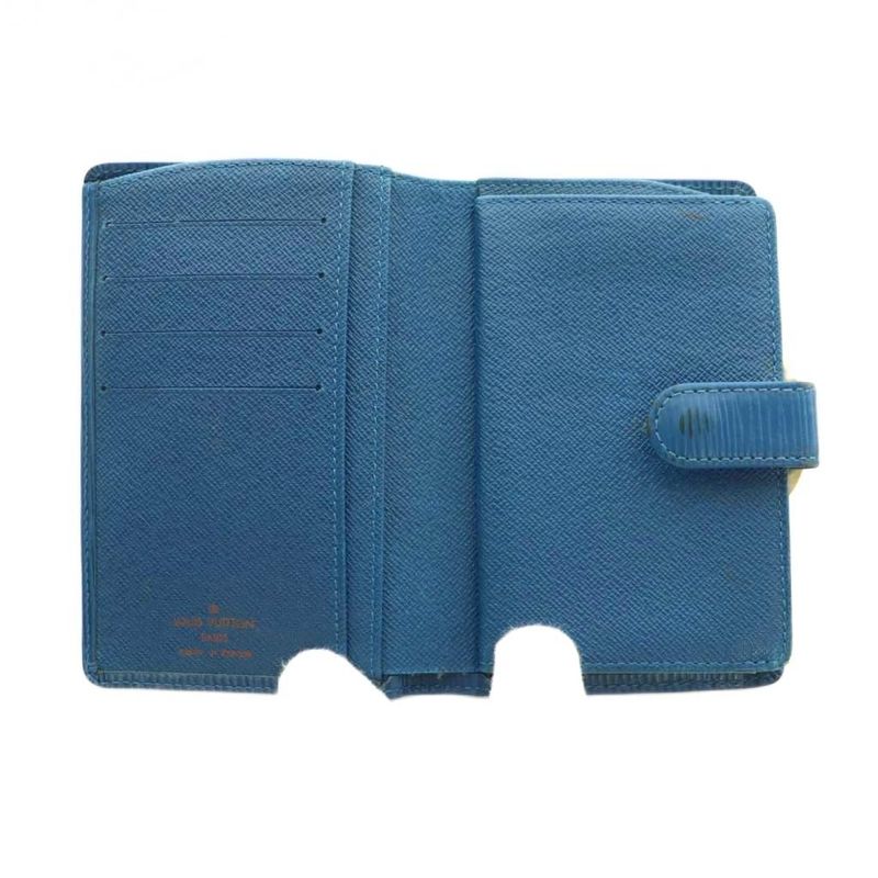 Louis Vuitton Epi Portefeuille Viennois Wallet Fold Change Purse Blue M6327g MI