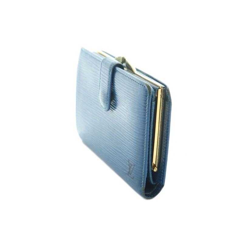 Louis Vuitton Epi Portefeuille Viennois Wallet Fold Change Purse Blue M6327g MI