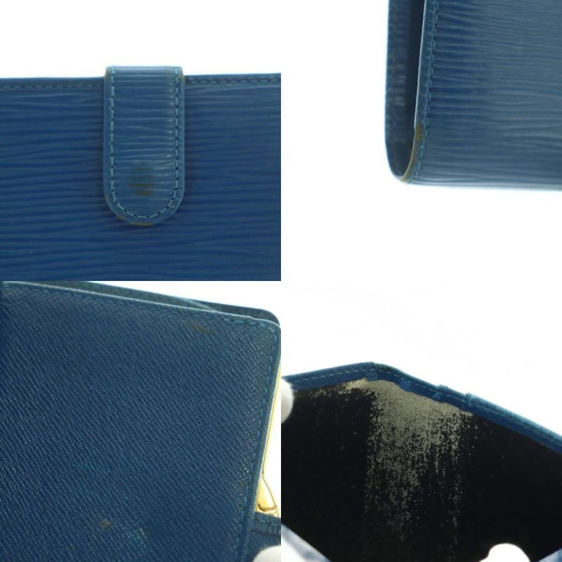 Louis Vuitton Epi Portefeuille Viennois Wallet Fold Change Purse Blue M6327g MI