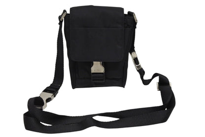 Prada Triangle Logo Mini Shoulder Bag Phone Case Pouch Black Silver