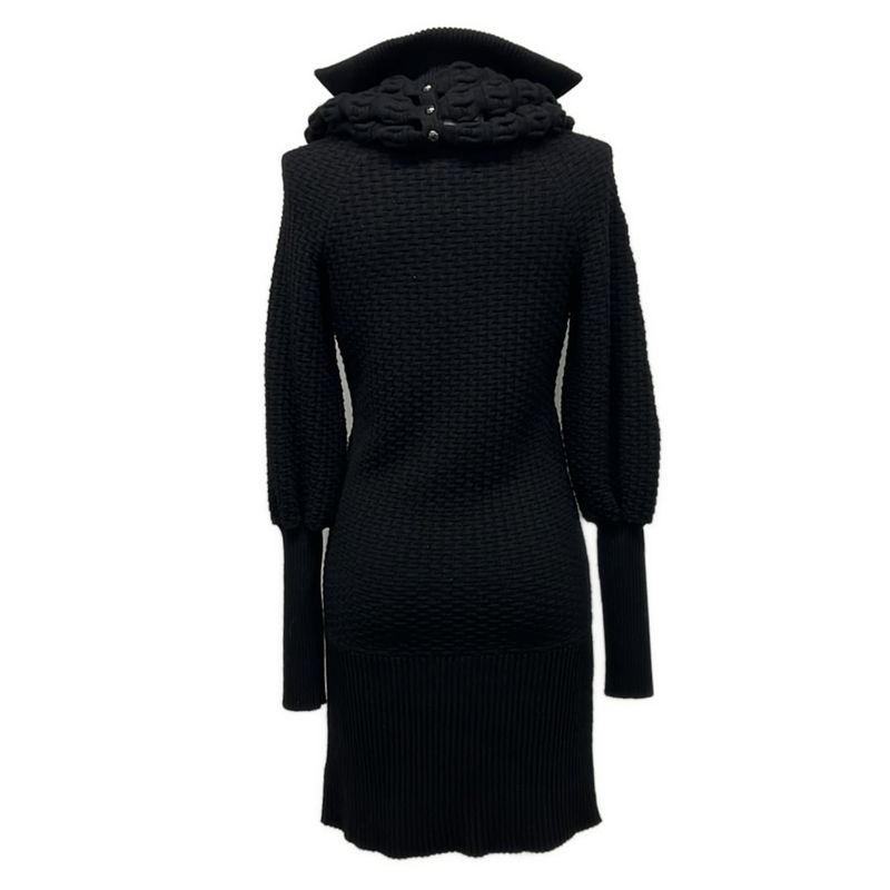 Chanel Dress Size 34 S Women - P47277 Black Long Sleeves Knit Knee Length 2014