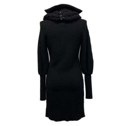 Chanel Dress Size 34 S Women - P47277 Black Long Sleeves Knit Knee Length 2014
