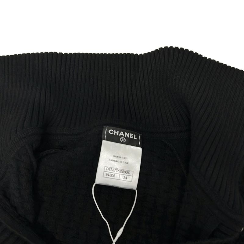 Chanel Dress Size 34 S Women - P47277 Black Long Sleeves Knit Knee Length 2014