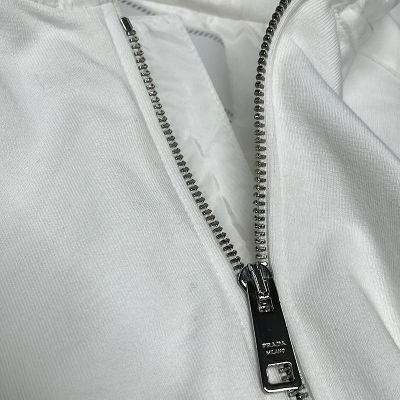 Prada Hoodie Size S Women - White Long Sleeves Zip Up Cotton