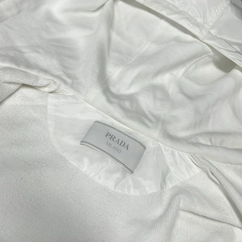 Prada Hoodie Size S Women - White Long Sleeves Zip Up Cotton