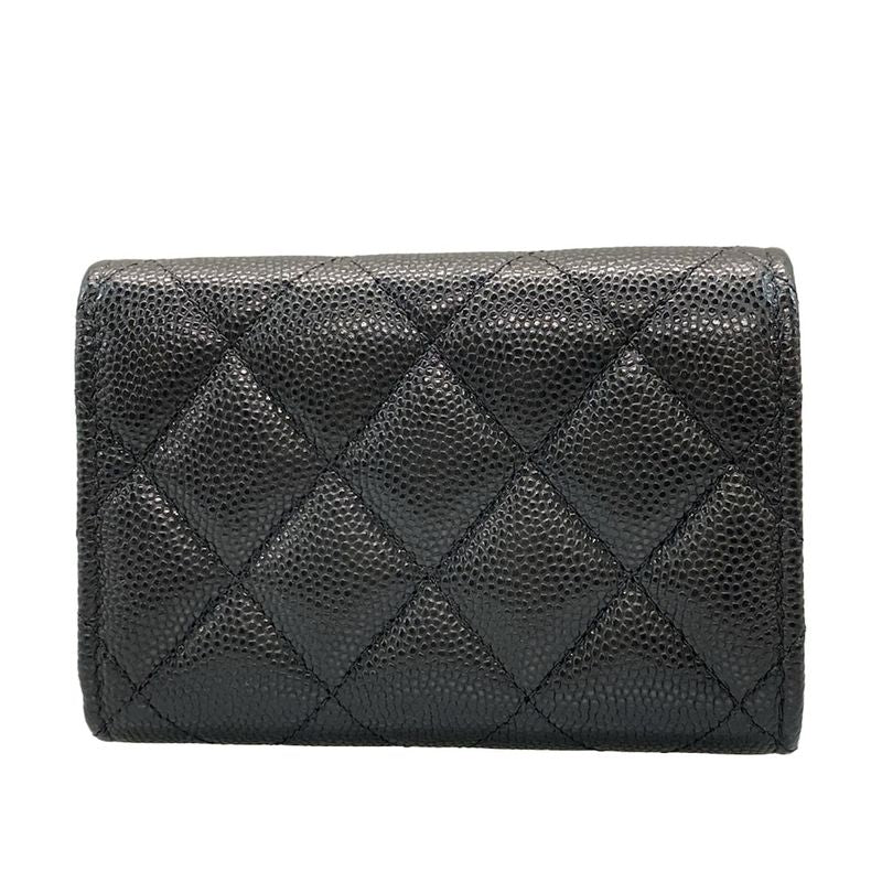 Chanel Trifold Wallet Matelasse Black Gold Hardware