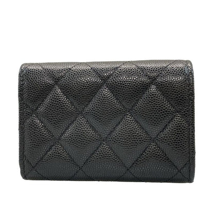 Chanel Trifold Wallet Matelasse Black Gold Hardware