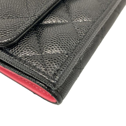 Chanel Trifold Wallet Matelasse Black Gold Hardware